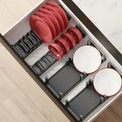 Emuca Schüsselhalter Orderbox für Schublade, 90x470mm, Aluminium und Kunststoff, Anthrazitgrau