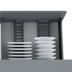 Emuca Schüsselhalter Orderbox für Schublade, 90x470mm, Aluminium und Kunststoff, Anthrazitgrau