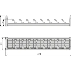 Emuca Schüsselhalter Orderbox für Schublade, 90x470mm, Aluminium und Kunststoff, Anthrazitgrau