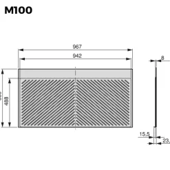 Emuca Schutz für Böden von Küchenmöbeln Modell Sink, M100, 967x580mm, Brettstärke 16mm, schneidbar, Kunststoff, Anthrazitgrau