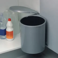 Emuca Türbefestiger Behälter Recycle, 1 ausziehbarer Recycling-Behälter, 13 Liter, Kunststoff, Grau