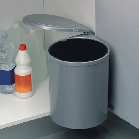 Emuca Türbefestiger Behälter Recycle, 1 ausziehbarer Recycling-Behälter, 13 Liter, Kunststoff, Grau