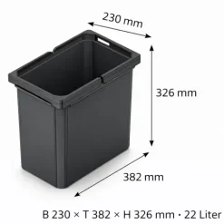 Envi Free Mülleimer 22 Liter 382 x 230 x 326 mm Abfallbehälter Kunststoff Anthrazit Küche
