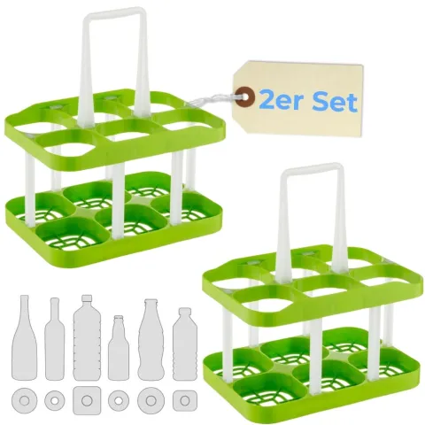 2er Set Flaschentasche Flaschenträger 6 Flaschen Flaschenkorb Flaschensammler Flaschenaufbewahrung Flaschenkörbe & -Träger Flaschen Aufbewahrung