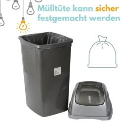 2er Set Mülleimer Schwingdeckel Mülleimer Küche 60l Groß Schwingeimer Mülltrenner Abfalleimer Küche Mülleimer mit Deckel Küchenabfalleimer