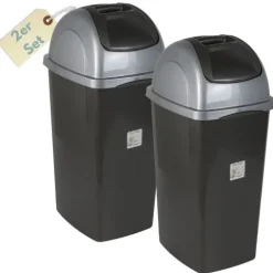 2er Set Mülleimer Schwingdeckel Mülleimer Küche 60l Groß Schwingeimer Mülltrenner Abfalleimer Küche Mülleimer mit Deckel Küchenabfalleimer