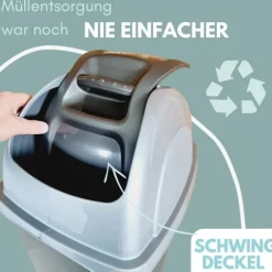 2er Set Mülleimer Schwingdeckel Mülleimer Küche 60l Groß Schwingeimer Mülltrenner Abfalleimer Küche Mülleimer mit Deckel Küchenabfalleimer