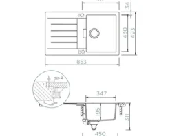 Flächenbündige Spüle SCHOCK Signus D-100 FB 853 x 493 mm puro SIGD100FBPUR