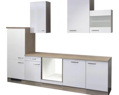 Flex Well Küchenzeile ohne Geräte Valero 280 cm weiß hochglanz zerlegt Variante reversibel 00009218