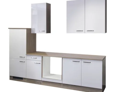 Flex Well Küchenzeile ohne Geräte Valero 270 cm weiß hochglanz zerlegt Variante reversibel 00009158