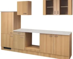 Flex Well Küchenzeile ohne Geräte Nano 270 cm buche matt zerlegt Variante reversibel 00010011