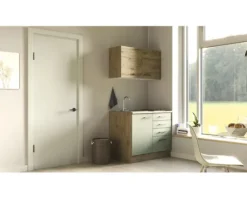 Flex Well Miniküche mit Geräten Cara 100 cm grün eiche matt zerlegt Variante reversibel 00012748