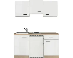 Flex Well Singleküche mit Geräten Valero 150,5 cm weiß hochglanz zerlegt Variante reversibel 00009411