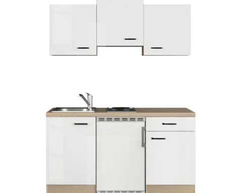 Flex Well Singleküche mit Geräten Valero 150,5 cm weiß hochglanz zerlegt Variante reversibel 00009411