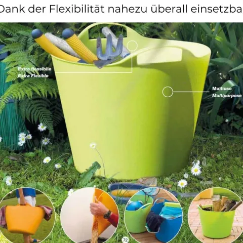 Flexibler Eimer 42 L Plastikkorb Wäschewanne mit Henkel Kunststoff Wäschekorb Flexibel Universeller Tragekorb Gartenkorb Mehrzweckkorb Haushaltskorb Futtereimer Groß