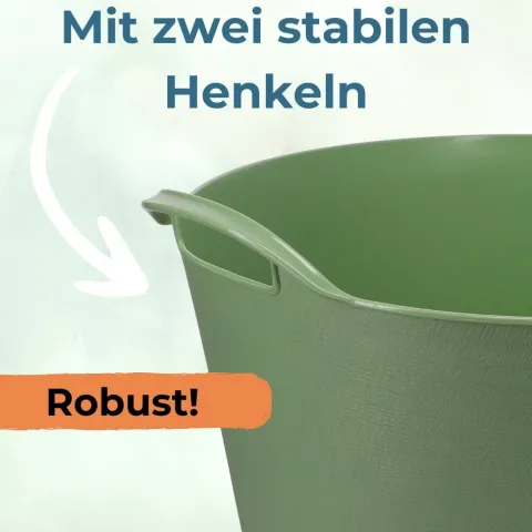 Flexibler Eimer 42 L Plastikkorb Wäschewanne mit Henkel Kunststoff Wäschekorb Flexibel Universeller Tragekorb Gartenkorb Mehrzweckkorb Haushaltskorb Futtereimer Groß