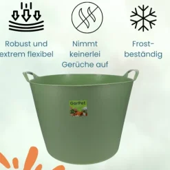 Flexibler Eimer 42 L Plastikkorb Wäschewanne mit Henkel Kunststoff Wäschekorb Flexibel Universeller Tragekorb Gartenkorb Mehrzweckkorb Haushaltskorb Futtereimer Groß