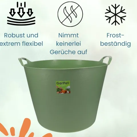 Flexibler Eimer 42 L Plastikkorb Wäschewanne mit Henkel Kunststoff Wäschekorb Flexibel Universeller Tragekorb Gartenkorb Mehrzweckkorb Haushaltskorb Futtereimer Groß