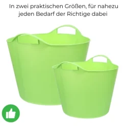 Flexibler Eimer 42 L Plastikkorb Wäschewanne mit Henkel Kunststoff Wäschekorb Flexibel Universeller Tragekorb Gartenkorb Mehrzweckkorb Haushaltskorb Futtereimer Groß