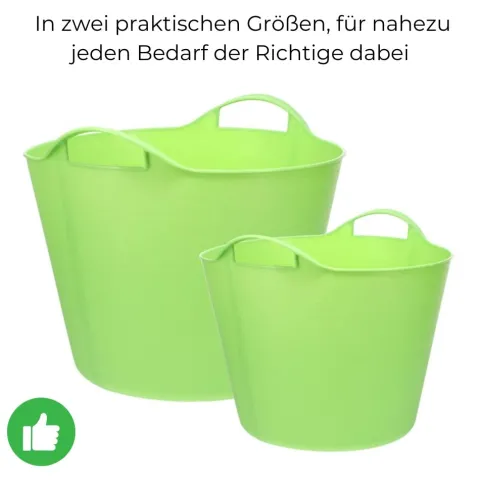 Flexibler Eimer 42 L Plastikkorb Wäschewanne mit Henkel Kunststoff Wäschekorb Flexibel Universeller Tragekorb Gartenkorb Mehrzweckkorb Haushaltskorb Futtereimer Groß