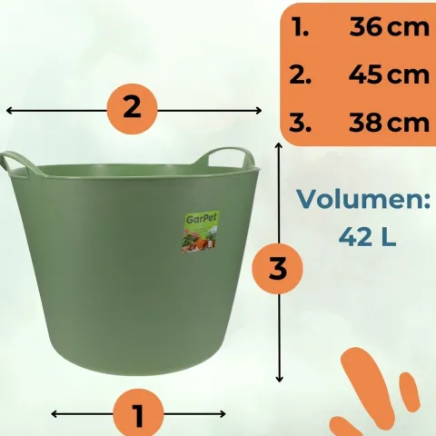 Flexibler Eimer 42 L Plastikkorb Wäschewanne mit Henkel Kunststoff Wäschekorb Flexibel Universeller Tragekorb Gartenkorb Mehrzweckkorb Haushaltskorb Futtereimer Groß