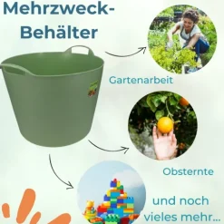 Flexibler Eimer Plastikkorb Wäschewanne mit Henkel 25 L Kunststoff Wäschekorb Flexibel Universeller Tragekorb Gartenkorb Mehrzweckkorb Haushaltskorb Futtereimer