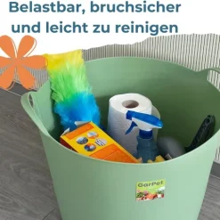Flexibler Eimer Plastikkorb Wäschewanne mit Henkel 25 L Kunststoff Wäschekorb Flexibel Universeller Tragekorb Gartenkorb Mehrzweckkorb Haushaltskorb Futtereimer