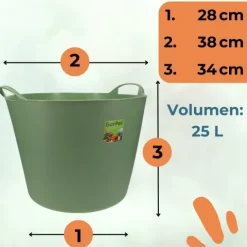 Flexibler Eimer Plastikkorb Wäschewanne mit Henkel 25 L Kunststoff Wäschekorb Flexibel Universeller Tragekorb Gartenkorb Mehrzweckkorb Haushaltskorb Futtereimer