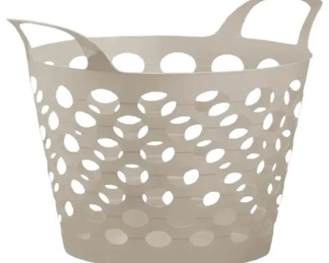 Flexibler Gartenkorb Mehrzweckkorb Wäschekorb gelocht Kunststoff 30l beige