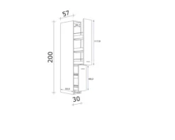 Flex Well Apothekerschrank Cara BxTxH 30 x 57 x 200 cm grün matt zerlegt 00012470