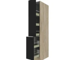 Flex Well Apothekerschrank Capri BxTxH 30 x 57 x 200 cm schwarz matt antifingerprint zerlegt 00012497