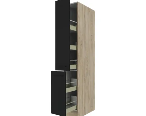 Flex Well Apothekerschrank Capri BxTxH 30 x 57 x 200 cm schwarz matt antifingerprint zerlegt 00012497