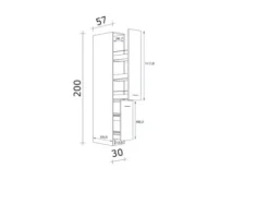 Flex Well Apothekerschrank Lund BxTxH 30 x 57 x 200 cm lichtgrau glänzend zerlegt 00012186