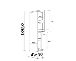Flex Well Apothekerschrank Tiago BxTxH 30 x 60 x 161 cm basaltgrau matt zerlegt 00011678
