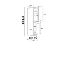Flex Well Apothekerschrank Varo BxTxH 30 x 60 x 162 cm weiß matt zerlegt 00010965