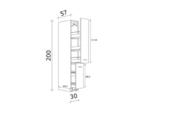 Flex Well Apothekerschrank Varo BxTxH 30 x 57 x 200 cm weiß matt zerlegt 00010961