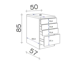 Flex Well Auszugunterschrank Nano BxTxH 50 x 60 x 85 cm buche matt zerlegt 00006973