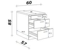 Flex Well Auszugunterschrank Tiago BxTxH 60 x 60 x 85 cm basaltgrau matt zerlegt 00011685