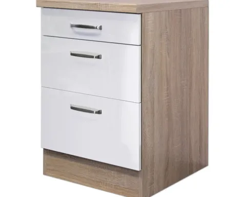 Flex Well Auszugunterschrank Valero BxTxH 60 x 60 x 85 cm weiß hochglanz zerlegt Anschlag reversibel 00011419