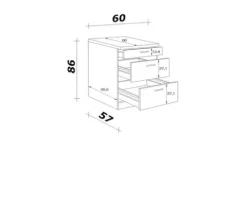 Flex Well Auszugunterschrank Valero BxTxH 60 x 60 x 85 cm weiß hochglanz zerlegt Anschlag reversibel 00011419
