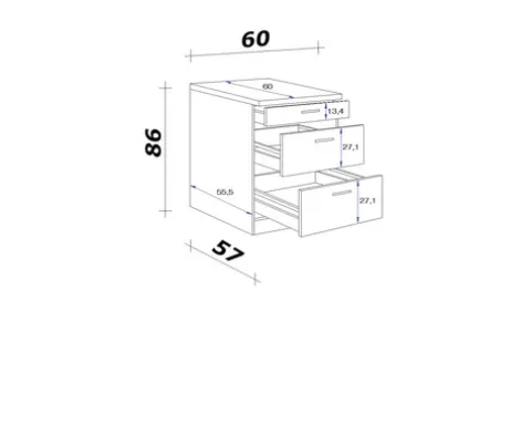 Flex Well Auszugunterschrank Valero BxTxH 60 x 60 x 85 cm weiß hochglanz zerlegt Anschlag reversibel 00011419