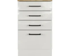 Flex Well Auszugunterschrank Lund BxTxH 50 x 60 x 85 cm lichtgrau glänzend zerlegt Anschlag reversibel 00012209