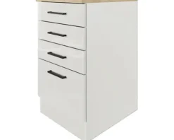 Flex Well Auszugunterschrank Lund BxTxH 50 x 60 x 85 cm lichtgrau glänzend zerlegt Anschlag reversibel 00012209
