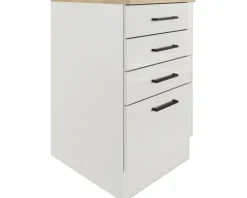 Flex Well Auszugunterschrank Lund BxTxH 50 x 60 x 85 cm lichtgrau glänzend zerlegt Anschlag reversibel 00012209
