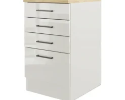 Flex Well Auszugunterschrank Lund BxTxH 50 x 60 x 85 cm lichtgrau glänzend zerlegt Anschlag reversibel 00012209