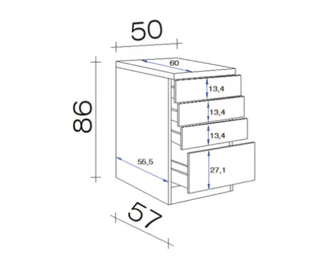 Flex Well Auszugunterschrank Nepal BxTxH 50 x 60 x 86 cm kaschmir glänzend zerlegt 00007553