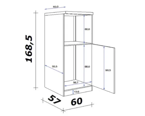 Flex Well Backofen/Kühlumbauschrank für 88er Einbaukühlschrank Lucca BxTxH 60 x 60 x 169 cm weiß matt zerlegt Anschlag reversibel 00011176