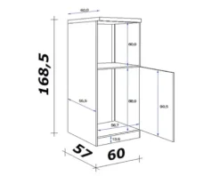 Flex Well Backofen/Kühlumbauschrank für 88er Einbaukühlschrank Tiago BxTxH 60 x 60 x 169 cm basaltgrau matt zerlegt Anschlag reversibel 00011679
