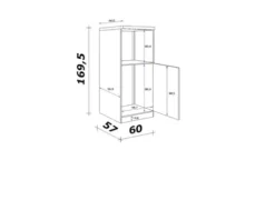 Flex Well Backofen/Kühlumbauschrank für 88er Einbaukühlschrank Nepal BxTxH 60 x 60 x 169,5 cm kaschmir glänzend zerlegt Anschlag reversibel 00011169