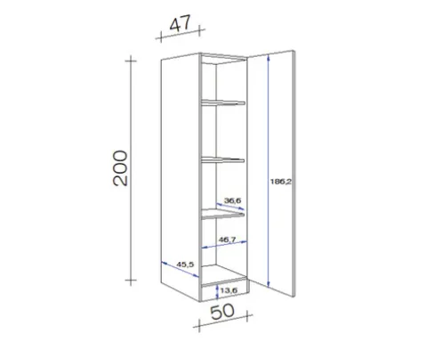 Flex Well - - BxTxH 50 x 50 x 200 cm weiß antifingerprint zerlegt Anschlag reversibel 00005341